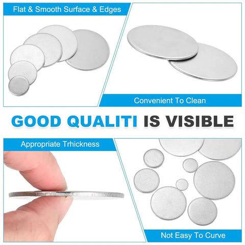 Stainless Steel Disc Blanks For Engraving Five Eighths Inch Diameter 0.08 Inch Thick Round Metal Stamping Blanks Pack Of 55 For DIY Jewelry