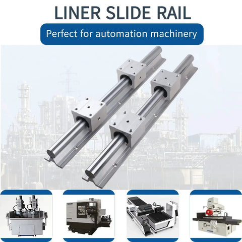 Linear Rail Kit With Two 1000mm SBR20 Rails And Four SBR20UU Carriage Blocks for precise CNC router and lathe applications.