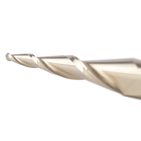 Tapered Ball Nose End Mill For 3D Carving With One Quarter Inch Shank And One Thirty Second Inch Radius ZrN Coated Two Flute Router Bit