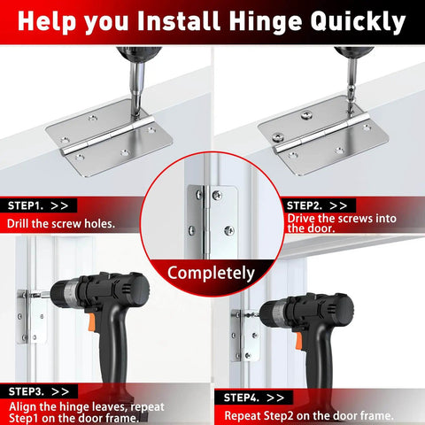 Step-by-step installation of Pro Grade 6061 Aluminum Door Hinge Template Kit using a drill for 3.5 inch doors and hinges.