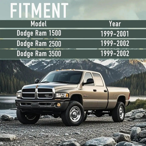 Heavy Duty Aluminum Temperature Door Servo Coupling fitment guide for Dodge Ram 1500 1999-2001 with truck view