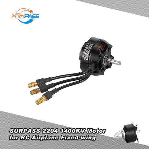 Surpass High Performance 2204 1400KV 14 Pole Brushless Motor for RC Airplane Fixed Wing with CNC Aluminum Heatsink