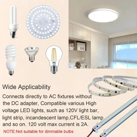 Concealed Touch Sensor Lamp Switch With On Off, 120V AC 250W, 6Ft Plug In Cable, display of compatible fixtures and lights