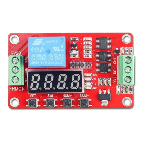 DC 12V Programmable Time Delay Relay Module With On Delay And Off Delay From 0.1 Seconds To 270 Hours, segment LED display