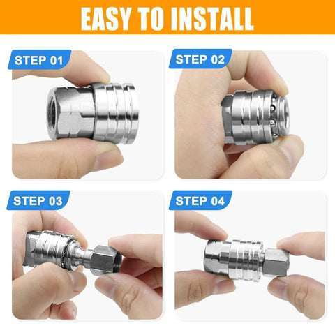 Durable One Quarter Inch Pressure Washer Quick Connect Fittings Kit Stainless Steel Couplers installation steps