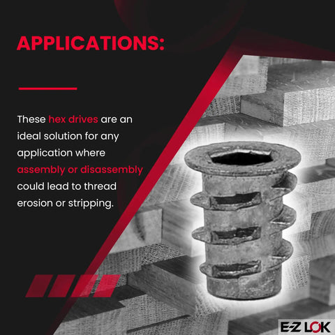 Heavy Duty Threaded Insert For Soft Wood By E Z LOK Zinc Hex Flanged 8 32 Internal Threads 10mm Length Pack Of 100 Ideal For DIY