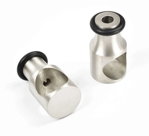 Fortune Stainless Steel Sliding Barn Door Hardware Kit wall spacers, shown in satin finish, part of the 10 ft track set.