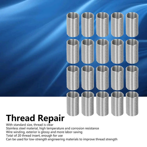 Image of 20 Piece Helicoil Thread Repair Kit M14 Thread Inserts in various lengths for 14mm threads, heavy-duty stainless steel.