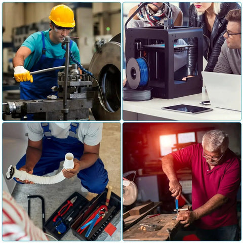 Workers in various settings using 3D Print Deburring Tool Set With 11 High Speed Steel Blades And 5 Needle Files for metal and plastic