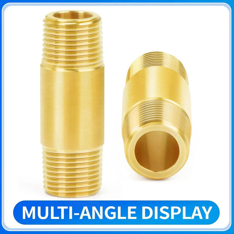 Brass Pipe Fitting Long Nipple Half Inch NPT Male To Half Inch NPT Male Two Inch Length 50mm Two Pack Durable Corrosion Resistant