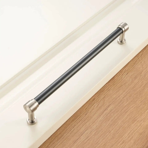Two Tone Black And Nickel Cabinet Pulls 1 Piece French Style Cabinet Handles With Eight Point Eight Inch Screw Spacing
