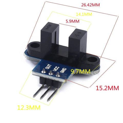 Infrared Slotted Optocoupler Sensor Module For Arduino Dope Speed Measuring Photo Interrupter 3.3V To 5V DIY 10 Pcs Pack with dimensions