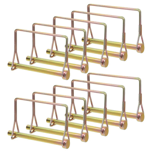 10 Pcs Gold 4 Inch Long Trailer Hitch Pins One Quarter Inch Diameter Heavy Duty Stainless Steel With Zinc Plated Finish Rust Resistant