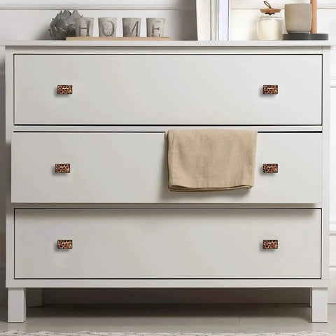 Drawer with Rectangular Black Drawer Pulls With Screws For Cabinets Bookcase Drawers And Dressers Leopard Print ABS Glass Durable Easy Install