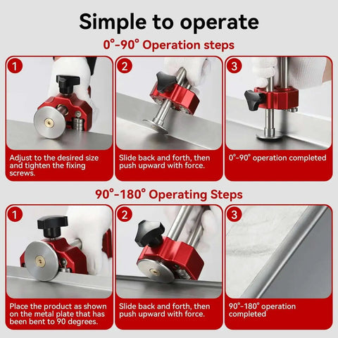 Instruction steps for Lightweight 1 Station Sheet Metal Roller Bender For Fabrication And Roofing Tools That Bends 0 To 90 Degrees Like A Boss, 6 Inch Butterfly Wheel.