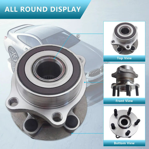Five-Lug Wheel Hub Bearing Assembly With ABS For Toyota 86 GR86 Scion FR-S Subaru BRZ Crosstrek, three-view display