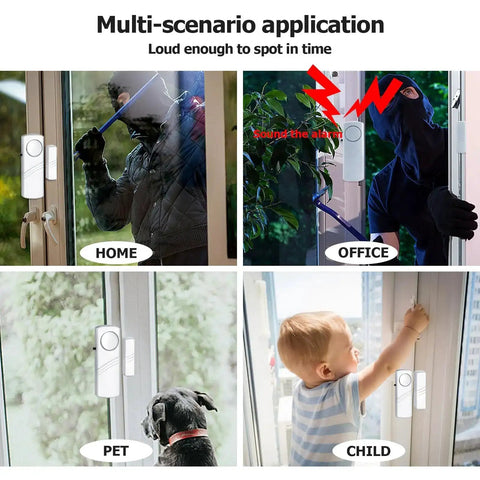 Loud Wireless Door And Window Alarm Pack Easy Install Magnetic Sensor Burglar Alarm System For Home Office Kids Safety