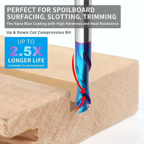 Up Down Spiral Router Bit Pro Grade With Half Inch Shank And Half Inch Cutting Diameter cutting wood with clean edges