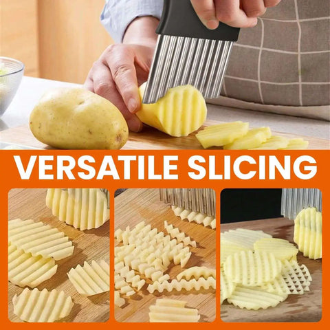 Versatile Waffle Fry Cutter Set For Potatoes Two Piece Crinkle Cutter For Home And Commercial Kitchens slicing potato.