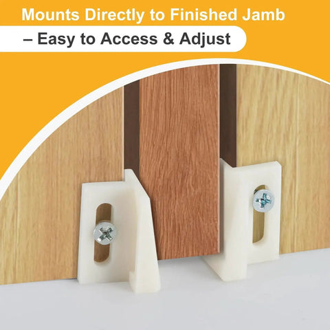 Jamb mounted 10 Pack Pocket Door Bottom Guides for Carpeted Floors 1.125 Inch universal fit angled design in use