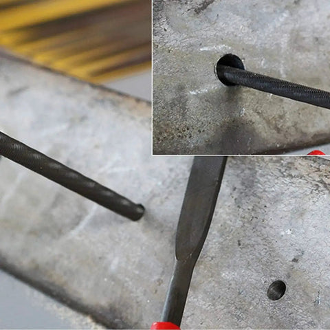 Pro Grade Deburring Tool Kit With 10Pcs Needle File Set used on metal surface for burr removal