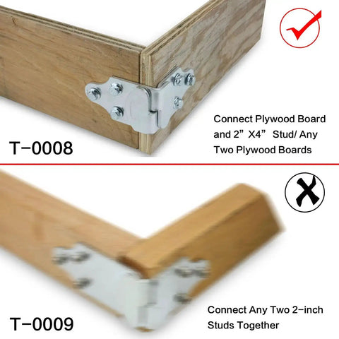Eight Piece Trailer Corner Connector Bracket Set for wood panel sides and gates, heavy duty zinc coated steel installed on corner