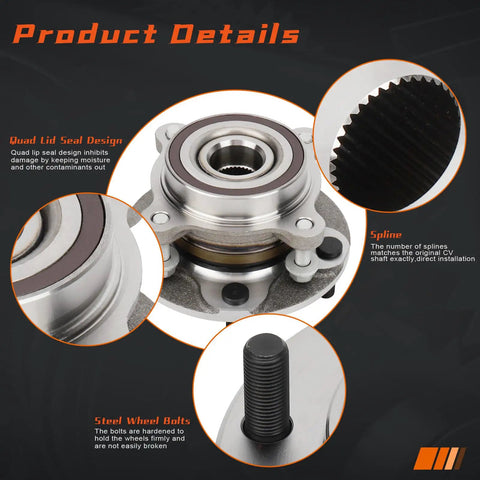 Beefy Front Wheel Hub and Bearing Assembly for Toyota Tundra 2007-2021 and Sequoia 2008-2022, 4WD Only, 5-Lug With ABS details
