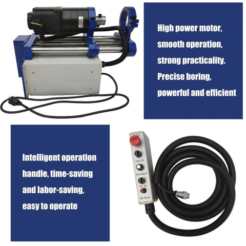 Industrial Line Boring Machine For Engineering Machinery With 45mm To 160mm Hole Diameter And 300mm Travel Built Tough Heavy Duty Precision Hole Drilling Tool With Boring Bar For Excavators Cranes And Loaders 110V, featuring motor and control handle.