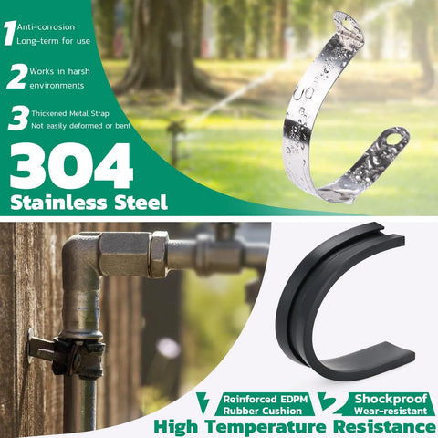 OURU 125PCS Cable Clamp set, 12 sizes, stainless steel with rubber cushioning for cables and pipes.
