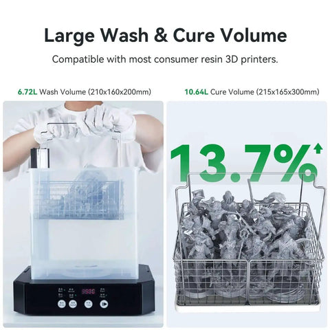 2 In 1 Resin 3D Printer Wash And Cure Station UW03 with large wash and cure volume for efficient 3D model processing