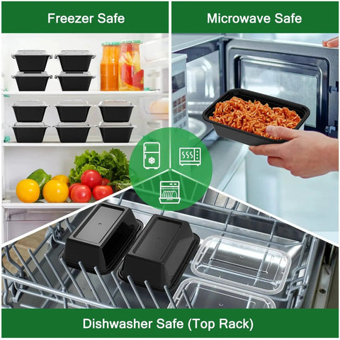 Fifty Pack Of Hundred Piece 24 Oz Meal Prep Containers With Lids Reusable Durable Leakproof And Food Safe Microwave Freezer Dishwasher Safe