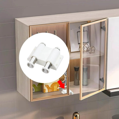 Stainless Steel Glass Door Pivot Hinge With Magnetic Catch Closures And Clamp Set for 3 to 6mm Glass Doors installed on cabinet