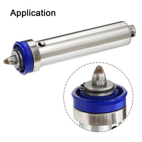 Application of Blue PU Radial Shaft Seal 11.2mm ID x 19.2mm OD x 5mm Width on metal piston rod, showing seal functionality.