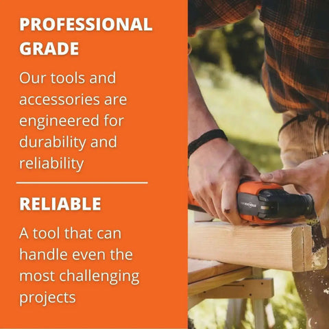Person using cordless nibbler on wood, showing professional-grade build and reliability for challenging projects.