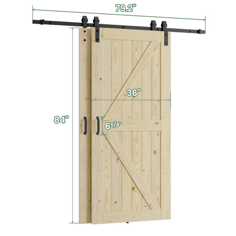 Double 36x84 Inch Solid Wood Panel Bypass Barn Door For 63x84 Opening With Sliding Hardware Kit Unfinished Surface Ready To Stain