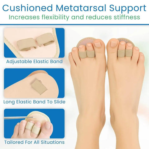 Toe Straightener Splint Pair For Hammer Toe Correction And Claw Toe Relief All Day Comfort Cushioned Metatarsal Support in use