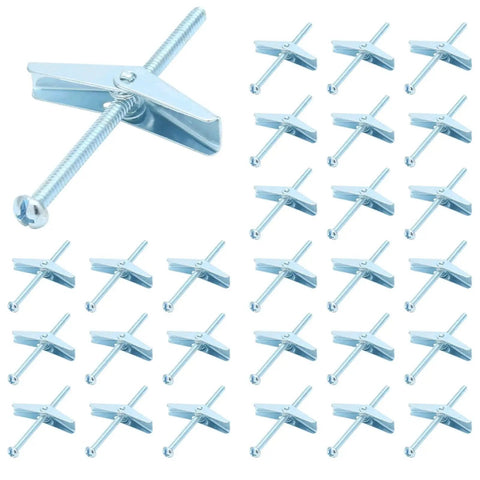30 Pack 1/8 Inch Metal Toggle Bolts 1/8 By 2 Inch Galvanized Anchor Bolts Steel Phillips Round Head Toggle Wing Nut Bolts For Hanging Heavy Items On Drywall And Wood.