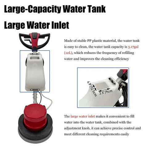 Heavy Duty Industrial Floor Scrubber And Polisher For Commercial Floors And Carpets with large water tank and inlet