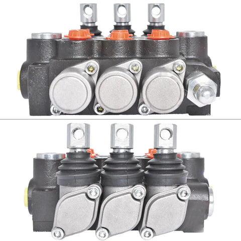Heavy Duty 3 Spool Hydraulic Directional Control Valve With Joystick For 4 Way 3 Position Systems 13 GPM Flow 3600 PSI Max