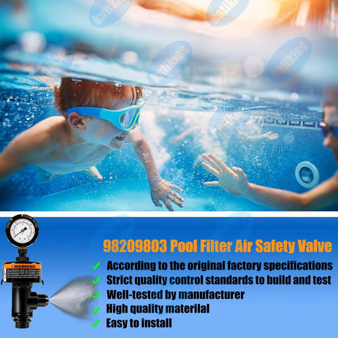 Katikies pool filter air relief valve with pressure gauge ARF-2, black valve for pool and spa filters.