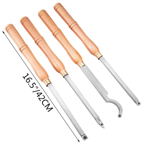 Durable Wood Turning Tools Set For DIY Hobbyists With Carbide Round Square Diamond Cutters And Comfortable Grip Handles 4 Piece Lathe Tool Kit By VEVOR