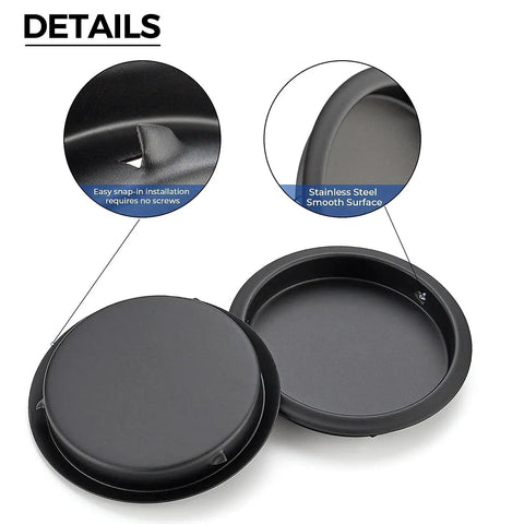 4 Pack Closet Door Finger Pulls For 2-1/8 Inch Holes Stainless steel, snap-in design, no nails, showing smooth surface and installation details.