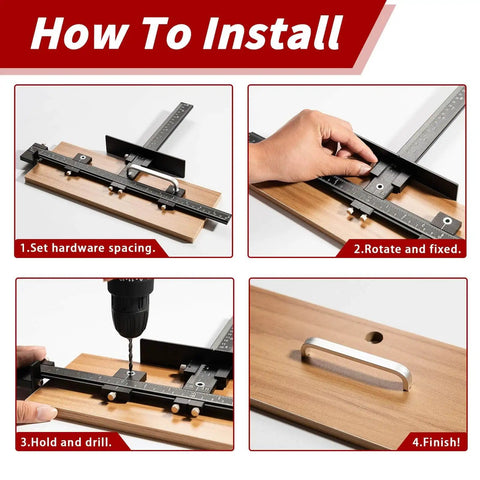 How to install Seven Piece Cabinet Hardware Jig Tool Set With Pro Grade All Aluminum Alloy Build for drawer pulls.