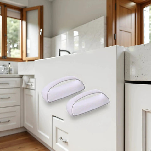Two Pack White Adhesive Handles Self Stick Wardrobe And Cabinet Pulls No Drill Stick On Door Handles for cabinets in kitchen