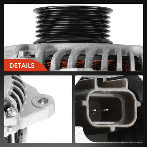 Close-up of Direct Fit Alternator Replacement For Mazda 6 2009 2013 V6 3.7L And CX 9 2007 2015 12V 110A CW Rotation