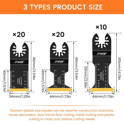 50 Pieces Titanium Oscillating Multitool Blades Set For Metal Wood Plastic Nails With Titanium Carbide Coating Delivers Over 2x Life