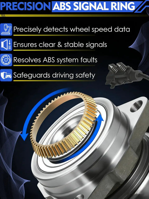 Rear Wheel Bearing Hub Assembly Replacement For Toyota Corolla 2003-2008 Matrix 2003-2008 Celica 2000-2005 Prius 2004-2009 Pontiac Vibe 2003-2008 With ABS 5 Lug Direct Bolt On 512217 showing ABS signal ring