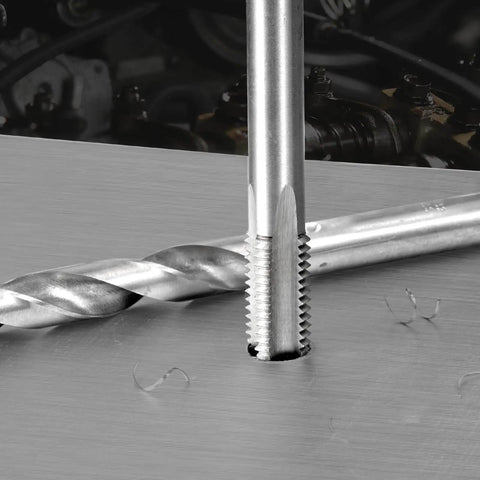 Close-up of All In One Helicoil Thread Repair Kit With 338-Piece SAE HSS Drill Inserts Taps And Tools for metal thread repair.