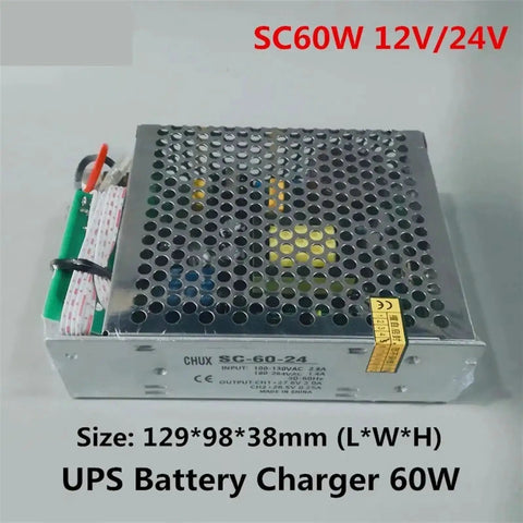 Industrial Switching Power Supply 12V 24V 60W SC60W With External Connector and UPS Function, LED Indicators, Universal AC Input