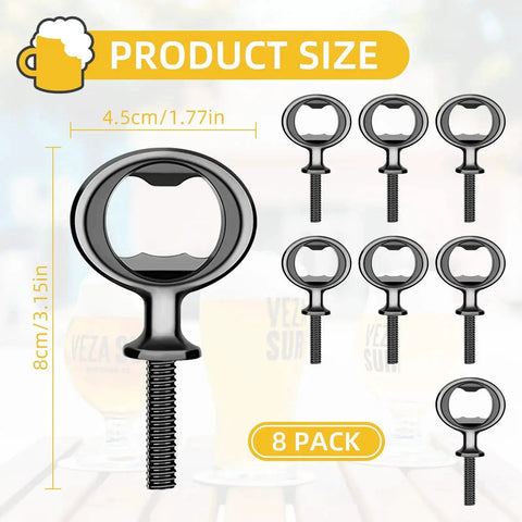 Stainless Steel Bottle Opener Inserts Kit 8 Pack For DIY Wood Turning Black Blank Finish, anti rust durable hardware in 8 pack